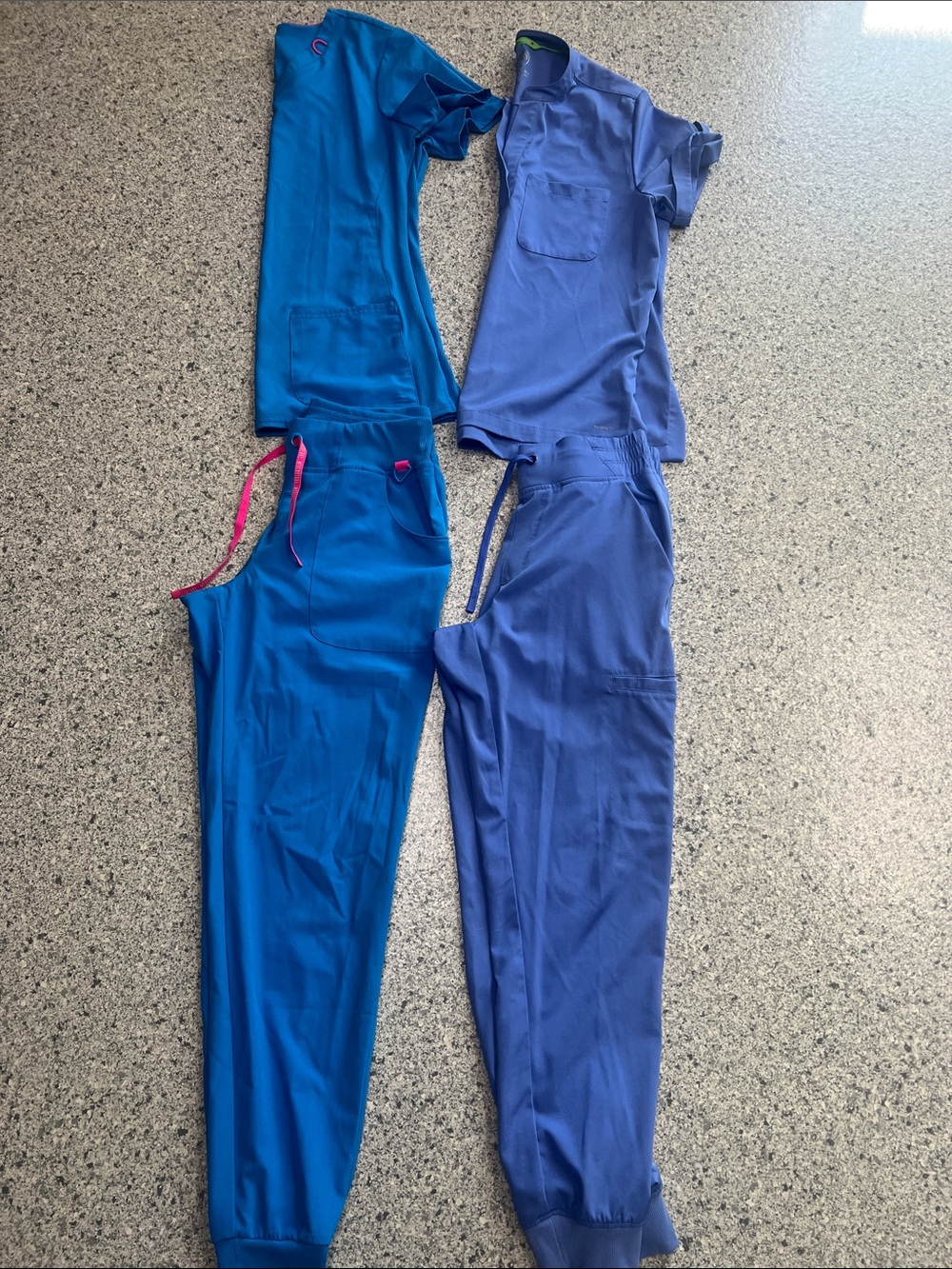 2 Pair Women’s Blue Scrub Set Bundle